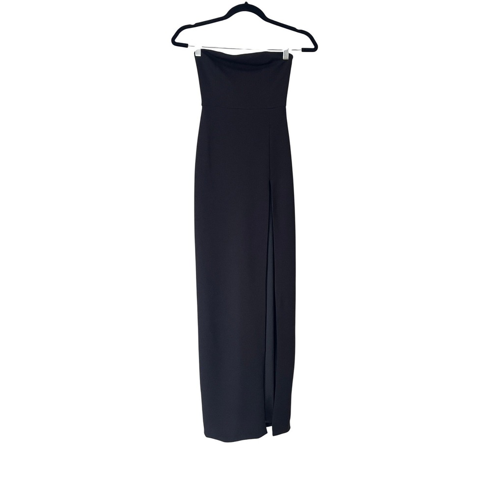 NWT Meshki Rachel Maxi Split Front Strapless Dress Black Gown Sz XS - Picture 2 of 6